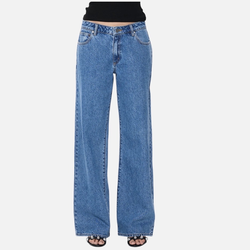 Abrand 99 Low & Baggy Jeans Women's 32 Blue Low Rise Wide Leg Denim